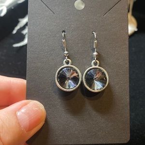 Beautiful Dark Silver Stone Earrings